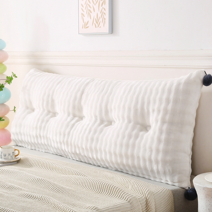91家纺网 家纺一手货源 找家纺 永光家居 2025新款兔兔绒撸猫感靠背 床头靠垫抱枕床上软包（不供多多） 兔绒 珍珠白