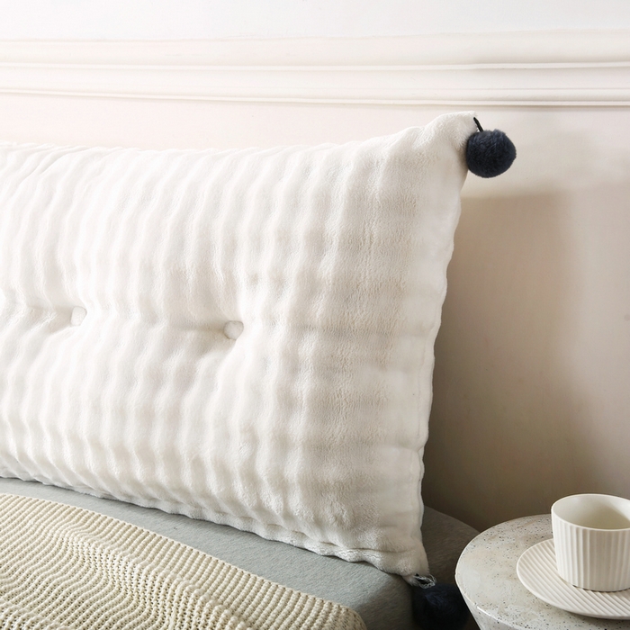 91家纺网 家纺一手货源 找家纺 永光家居 2025新款兔兔绒撸猫感靠背 床头靠垫抱枕床上软包（不供多多） 兔绒 珍珠白
