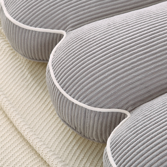 91家纺网 家纺一手货源 找家纺 永光家居 2025灯芯绒花瓣靠枕 高端床头靠垫抱枕榻榻米软包（不供多多） 花瓣-浅灰