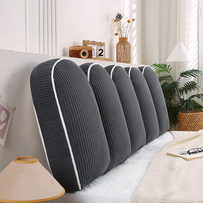 91家纺网 家纺一手货源 找家纺 永光家居 2025灯芯绒花瓣靠枕 高端床头靠垫抱枕榻榻米软包（不供多多） 花瓣-深灰