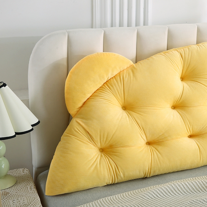 91家纺网 家纺一手货源 找家纺 永光家居 2025新款熊耳朵靠枕 床头靠垫抱枕榻榻米软包 （专利款 不供多多） 熊耳 黄