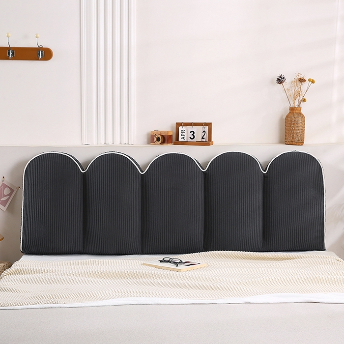 91家纺网 家纺一手货源 找家纺 永光家居 2025灯芯绒花瓣靠枕 高端床头靠垫抱枕榻榻米软包（不供多多） 花瓣-深灰