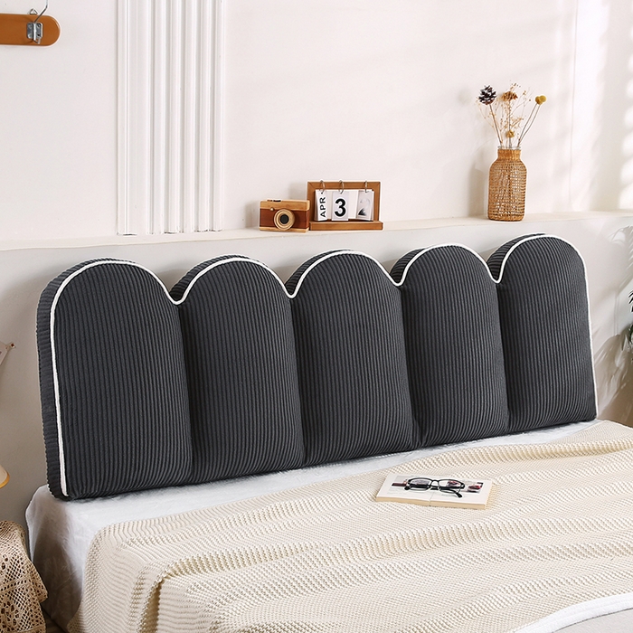 91家纺网 家纺一手货源 找家纺 永光家居 2025灯芯绒花瓣靠枕 高端床头靠垫抱枕榻榻米软包（不供多多） 花瓣-深灰