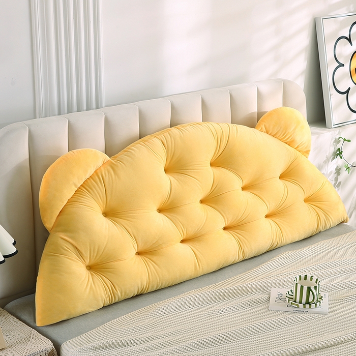 91家纺网 家纺一手货源 找家纺 永光家居 2025新款熊耳朵靠枕 床头靠垫抱枕榻榻米软包 （专利款 不供多多） 熊耳 黄