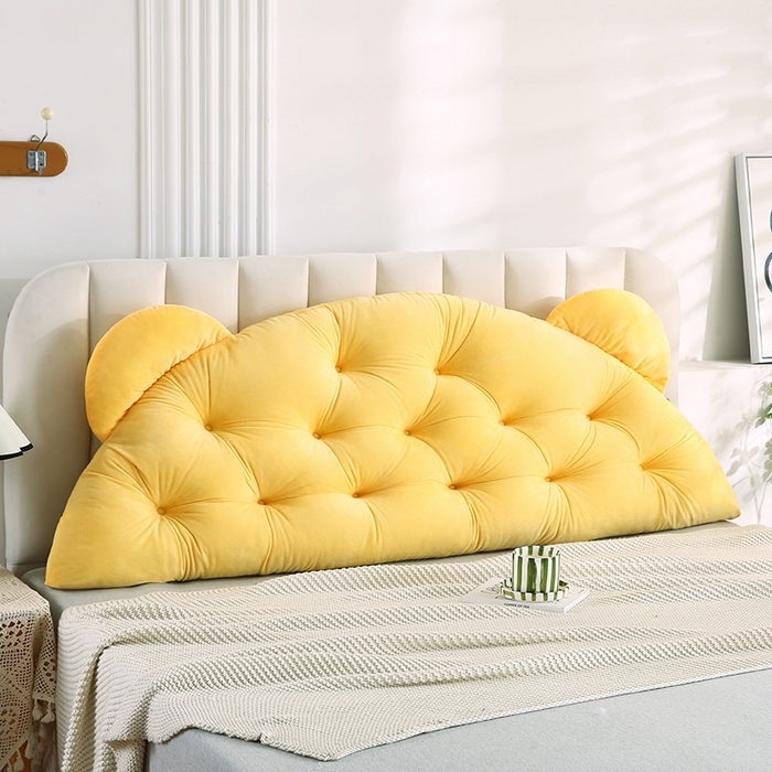 91家纺网 家纺一手货源 找家纺 永光家居 2025新款熊耳朵靠枕 床头靠垫抱枕榻榻米软包 （专利款 不供多多） 熊耳 黄