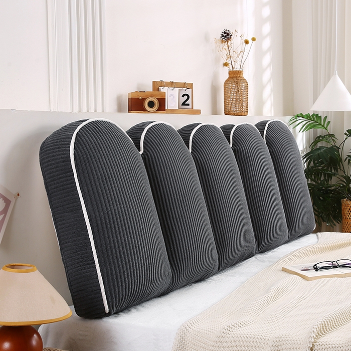 91家纺网 家纺一手货源 找家纺 永光家居 2025灯芯绒花瓣靠枕 高端床头靠垫抱枕榻榻米软包（不供多多） 花瓣-深灰