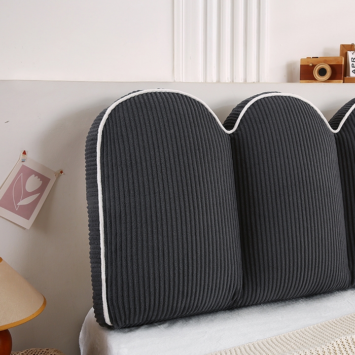 91家纺网 家纺一手货源 找家纺 永光家居 2025灯芯绒花瓣靠枕 高端床头靠垫抱枕榻榻米软包（不供多多） 花瓣-深灰