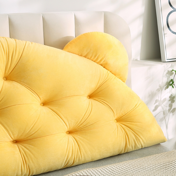 91家纺网 家纺一手货源 找家纺 永光家居 2025新款熊耳朵靠枕 床头靠垫抱枕榻榻米软包 （专利款 不供多多） 熊耳 黄