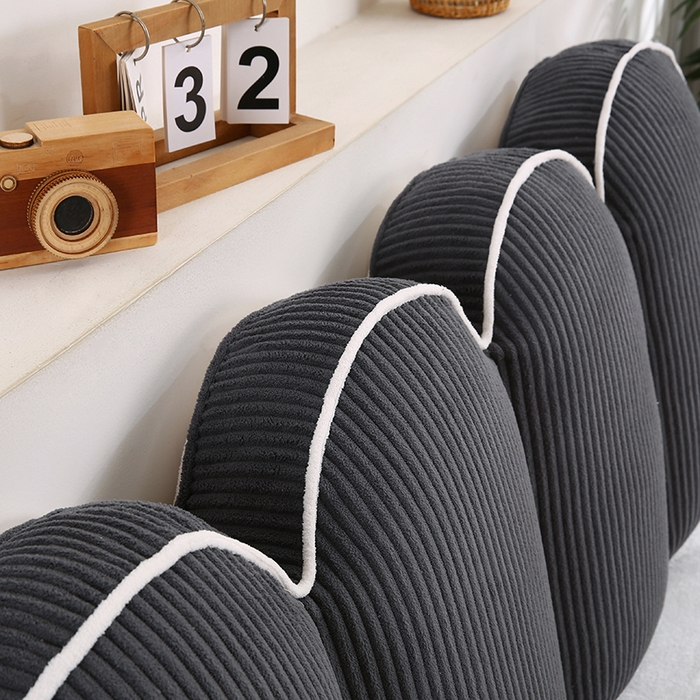 91家纺网 家纺一手货源 找家纺 永光家居 2025灯芯绒花瓣靠枕 高端床头靠垫抱枕榻榻米软包（不供多多） 花瓣-深灰