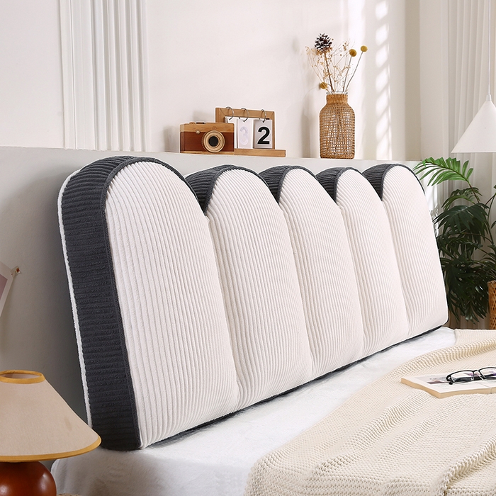 91家纺网 家纺一手货源 找家纺 永光家居 2025灯芯绒花瓣靠枕 高端床头靠垫抱枕榻榻米软包（不供多多） 花瓣-深灰