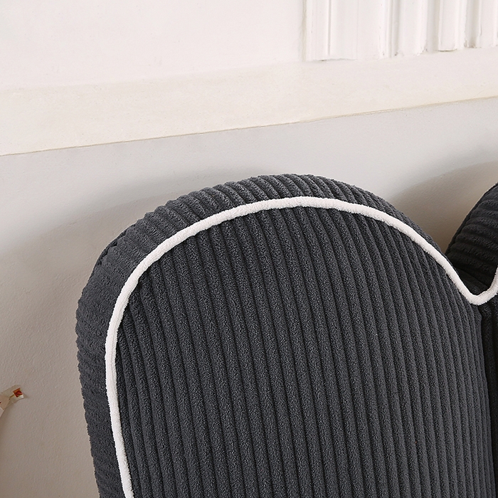 91家纺网 家纺一手货源 找家纺 永光家居 2025灯芯绒花瓣靠枕 高端床头靠垫抱枕榻榻米软包（不供多多） 花瓣-深灰