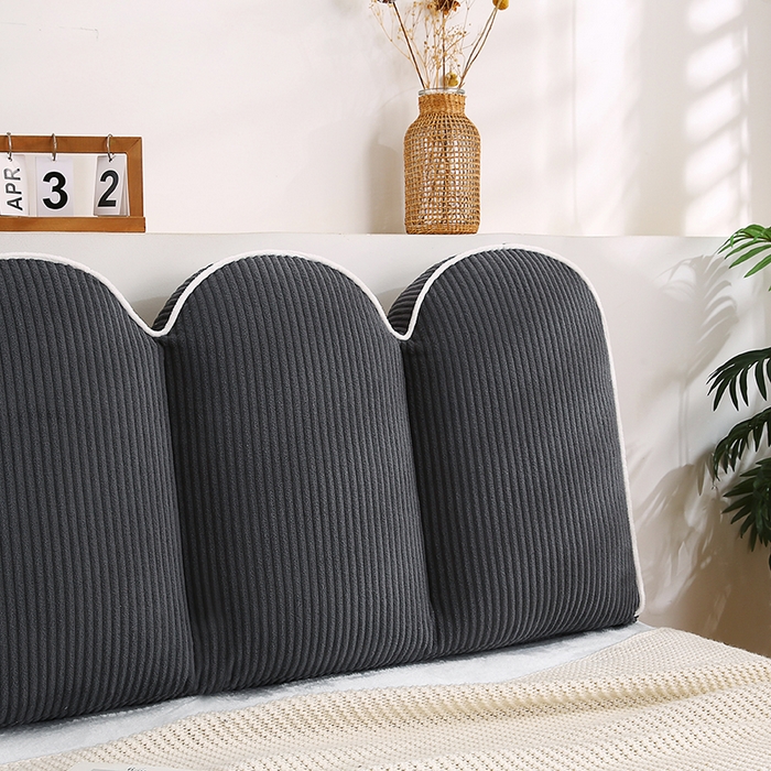 91家纺网 家纺一手货源 找家纺 永光家居 2025灯芯绒花瓣靠枕 高端床头靠垫抱枕榻榻米软包（不供多多） 花瓣-深灰