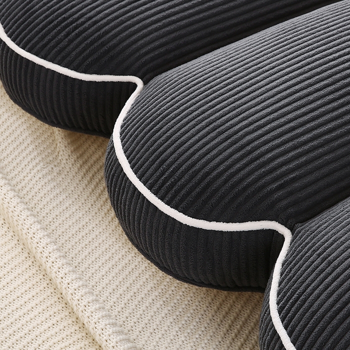 91家纺网 家纺一手货源 找家纺 永光家居 2025灯芯绒花瓣靠枕 高端床头靠垫抱枕榻榻米软包（不供多多） 花瓣-深灰