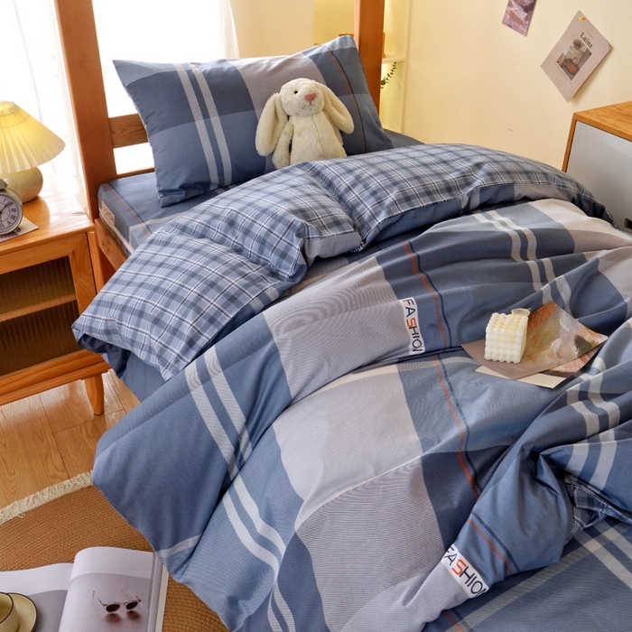 91家纺网 家纺一手货源 找家纺 水妙家纺 2025新款A类全棉拉链床垫套三件套纯棉学生上下铺全包床垫保护套三件套 可订制 床垫套安德鲁-蓝