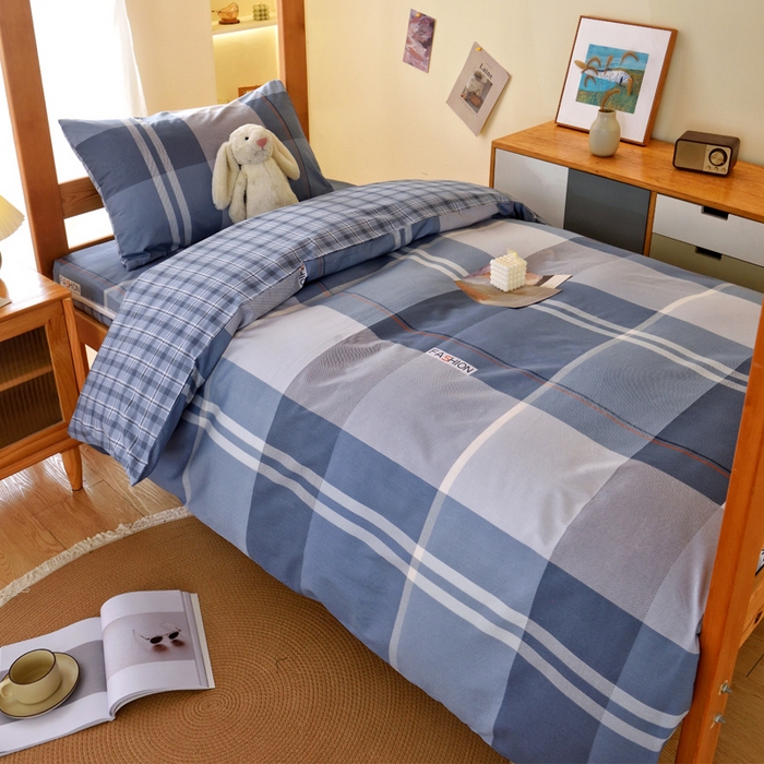 91家纺网 家纺一手货源 找家纺 水妙家纺 2025新款A类全棉拉链床垫套三件套纯棉学生上下铺全包床垫保护套三件套 可订制 床垫套安德鲁-蓝