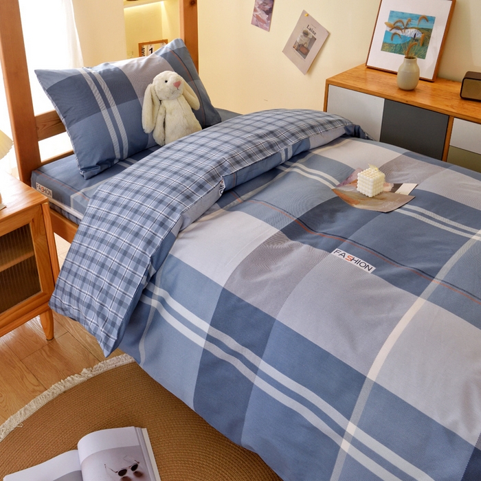 91家纺网 家纺一手货源 找家纺 水妙家纺 2025新款A类全棉拉链床垫套三件套纯棉学生上下铺全包床垫保护套三件套 可订制 床垫套安德鲁-蓝