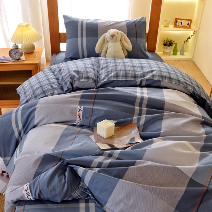 91家纺网 家纺一手货源 找家纺 水妙家纺 2025新款A类全棉拉链床垫套三件套纯棉学生上下铺全包床垫保护套三件套 可订制 床垫套安德鲁-蓝