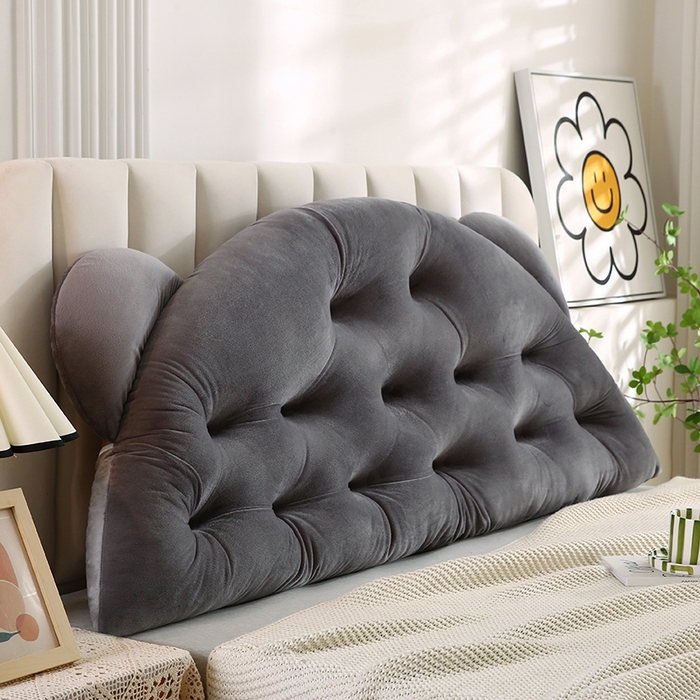 永光家居 2025新款熊耳朵靠枕 床头靠垫抱枕榻榻米软包 （专利款 不供多多） 熊耳 灰