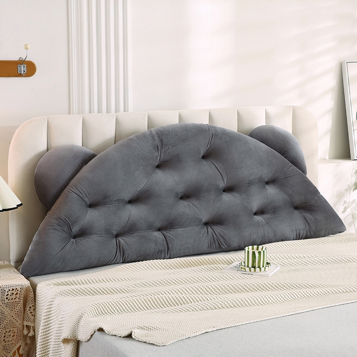 91家纺网 家纺一手货源 找家纺 永光家居 2025新款熊耳朵靠枕 床头靠垫抱枕榻榻米软包 （专利款 不供多多） 熊耳 灰