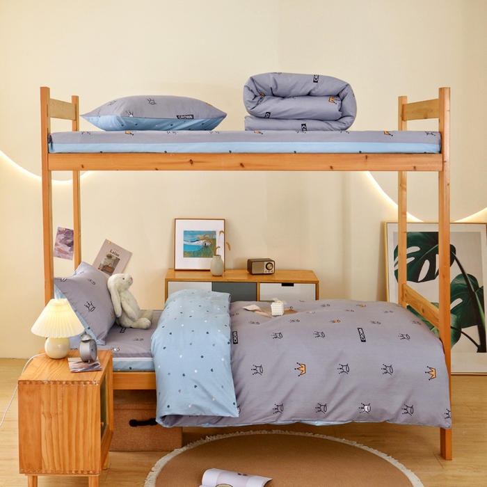 91家纺网 家纺一手货源 找家纺 水妙家纺 2025新款A类全棉拉链床垫套三件套纯棉学生上下铺全包床垫保护套三件套 可订制 床垫套星耀皇冠-灰