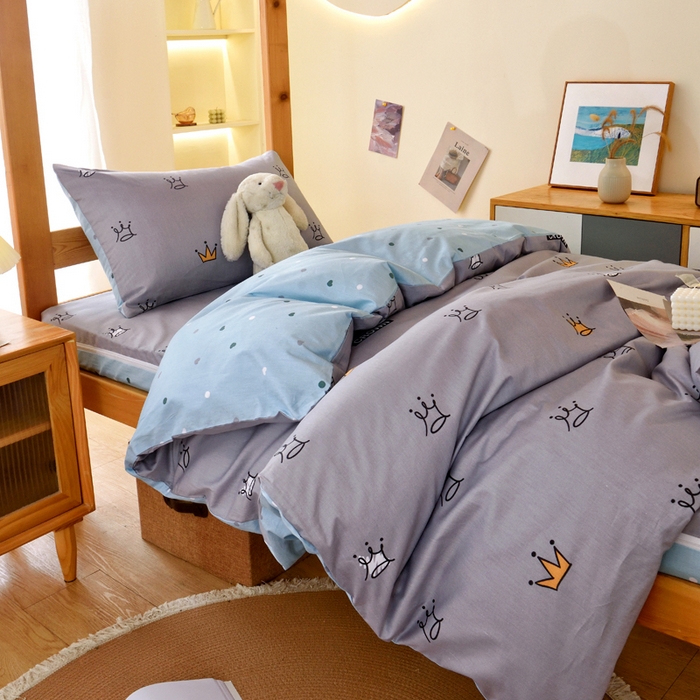 91家纺网 家纺一手货源 找家纺 水妙家纺 2025新款A类全棉拉链床垫套三件套纯棉学生上下铺全包床垫保护套三件套 可订制 床垫套星耀皇冠-灰