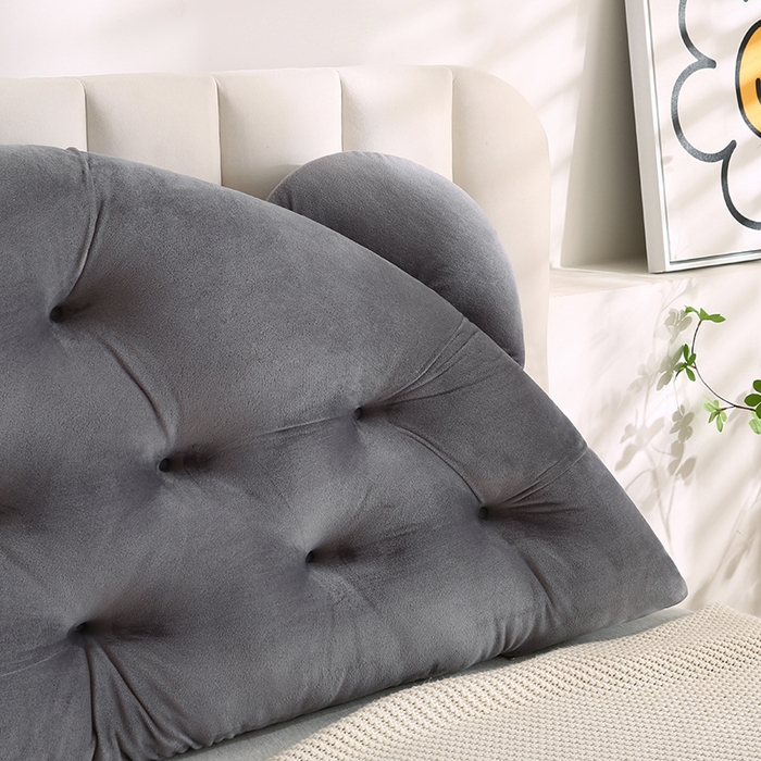 91家纺网 家纺一手货源 找家纺 永光家居 2025新款熊耳朵靠枕 床头靠垫抱枕榻榻米软包 （专利款 不供多多） 熊耳 灰