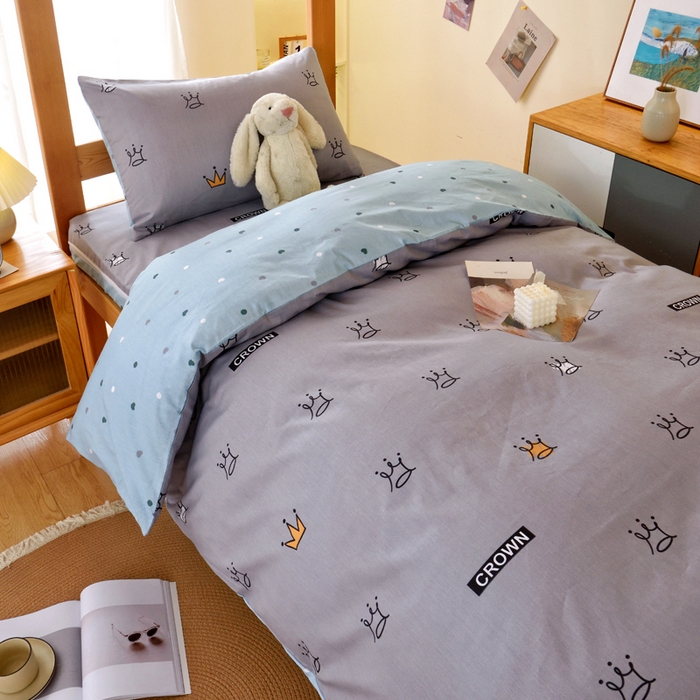 91家纺网 家纺一手货源 找家纺 水妙家纺 2025新款A类全棉拉链床垫套三件套纯棉学生上下铺全包床垫保护套三件套 可订制 床垫套星耀皇冠-灰