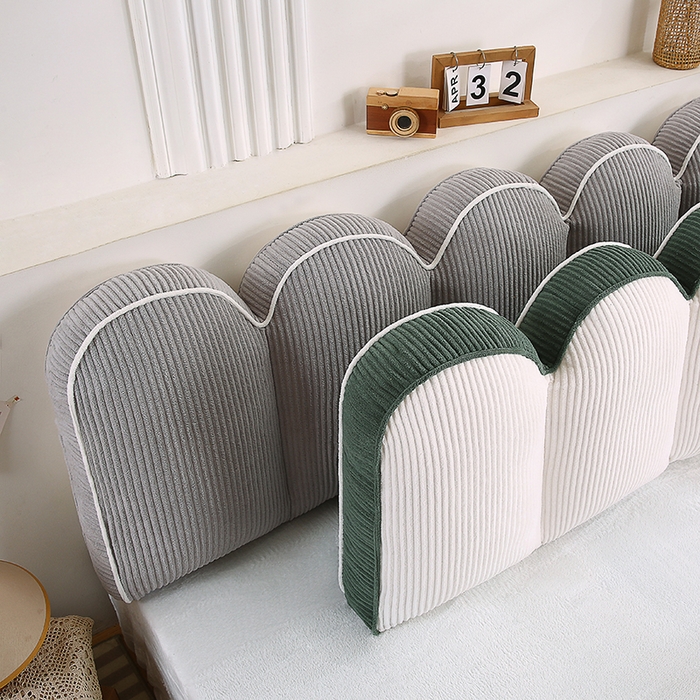 91家纺网 家纺一手货源 找家纺 永光家居 2025灯芯绒花瓣靠枕 高端床头靠垫抱枕榻榻米软包（不供多多） 组合图仅供展示