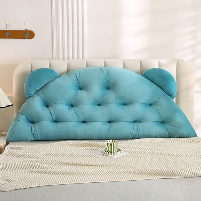 91家纺网 家纺一手货源 找家纺 永光家居 2025新款熊耳朵靠枕 床头靠垫抱枕榻榻米软包 （专利款 不供多多） 熊耳 绿