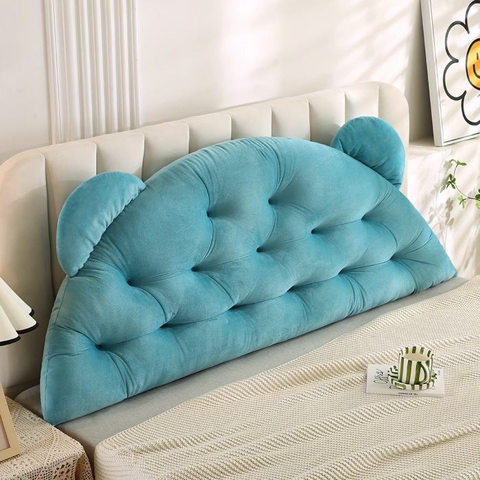 91家纺网 家纺一手货源 找家纺 永光家居 2025新款熊耳朵靠枕 床头靠垫抱枕榻榻米软包 （专利款 不供多多） 熊耳 绿