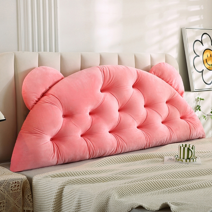 91家纺网 家纺一手货源 找家纺 永光家居 2025新款熊耳朵靠枕 床头靠垫抱枕榻榻米软包 （专利款 不供多多） 熊耳 玉