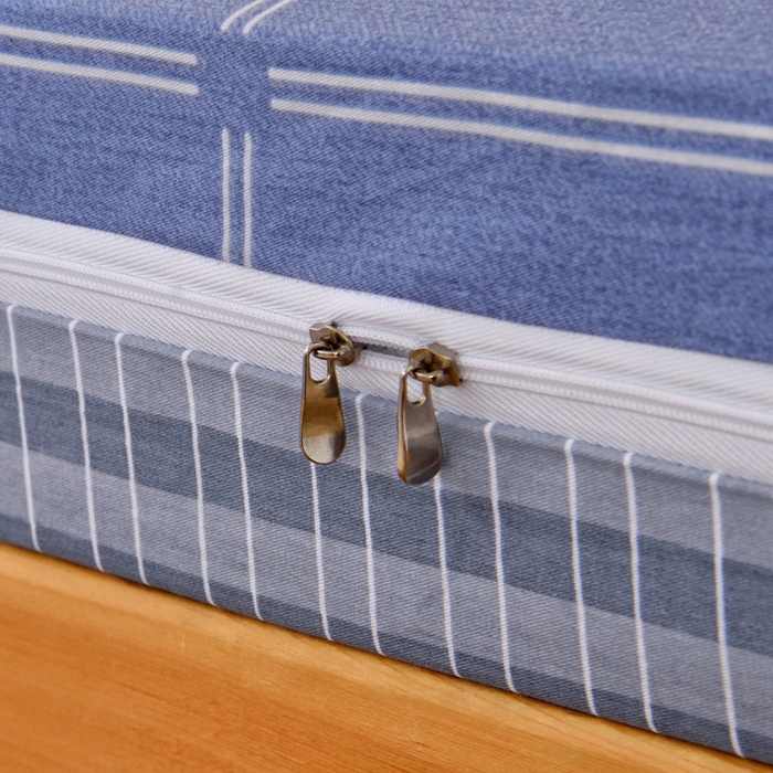 91家纺网 家纺一手货源 找家纺 水妙家纺 2025新款A类全棉拉链床垫套三件套纯棉学生上下铺全包床垫保护套三件套 可订制 床垫套念初-蓝