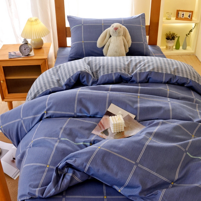 91家纺网 家纺一手货源 找家纺 水妙家纺 2025新款A类全棉拉链床垫套三件套纯棉学生上下铺全包床垫保护套三件套 可订制 床垫套念初-蓝