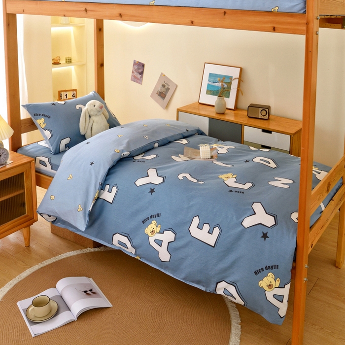 91家纺网 家纺一手货源 找家纺 （总）水妙家纺 2025年新款A类全棉纯棉学生宿舍上下铺床垫套六件套三件套