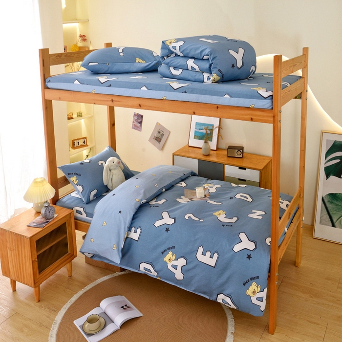 91家纺网 家纺一手货源 找家纺 （总）水妙家纺 2025年新款A类全棉纯棉学生宿舍上下铺床垫套六件套三件套