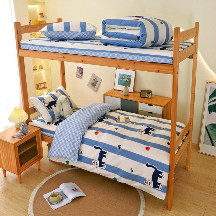 91家纺网 家纺一手货源 找家纺 水妙家纺 2025年新款A类全棉纯棉学生宿舍上下铺床垫套六件套三件套 床垫套猫达人