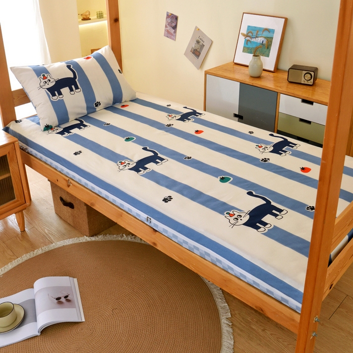 91家纺网 家纺一手货源 找家纺 水妙家纺 2025年新款A类全棉纯棉学生宿舍上下铺床垫套六件套三件套 床垫套猫达人