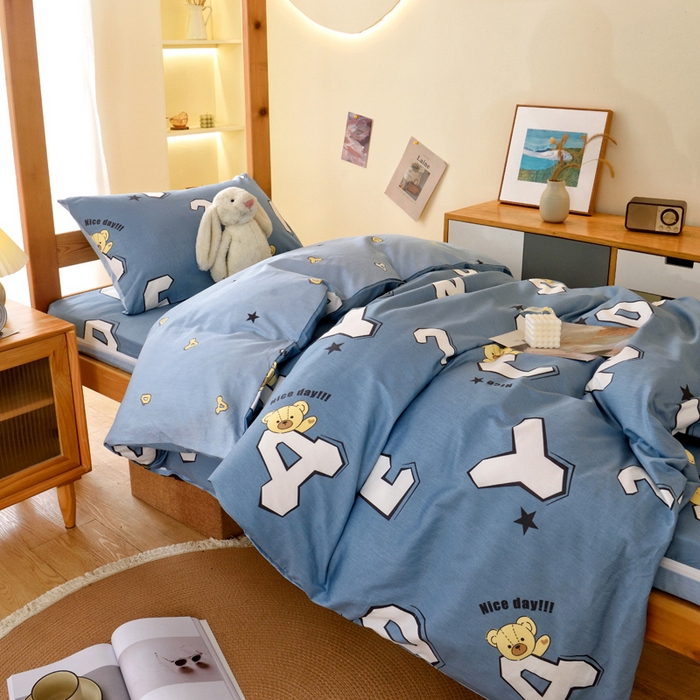 91家纺网 家纺一手货源 找家纺 （总）水妙家纺 2025年新款A类全棉纯棉学生宿舍上下铺床垫套六件套三件套