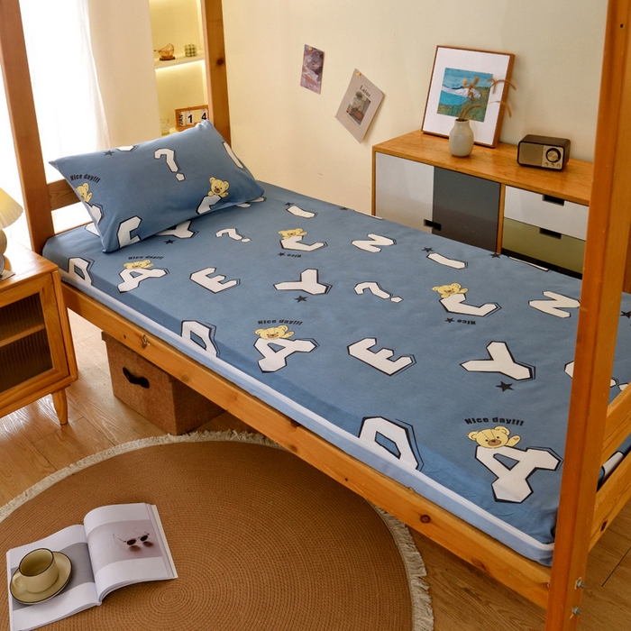 91家纺网 家纺一手货源 找家纺 （总）水妙家纺 2025年新款A类全棉纯棉学生宿舍上下铺床垫套六件套三件套