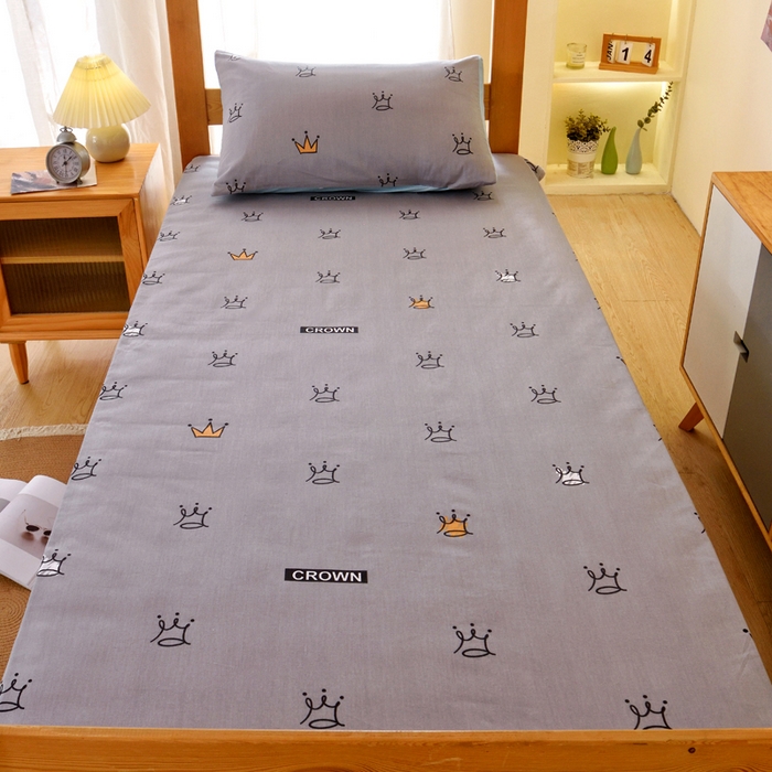 91家纺网 家纺一手货源 找家纺 水妙家纺 2025年新款A类全棉纯棉学生宿舍上下铺床垫套六件套三件套 床垫套星耀皇冠-灰