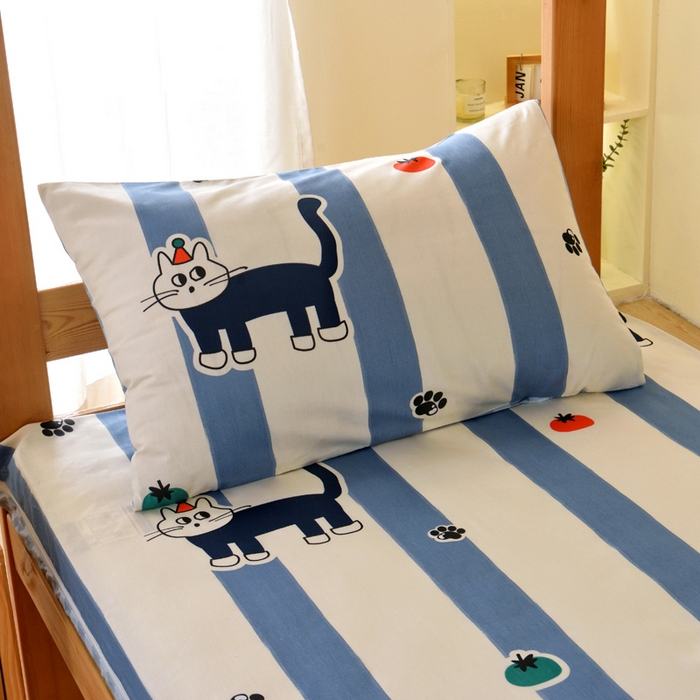 91家纺网 家纺一手货源 找家纺 水妙家纺 2025年新款A类全棉纯棉学生宿舍上下铺床垫套六件套三件套 床垫套猫达人