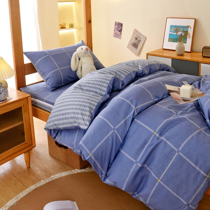 91家纺网 家纺一手货源 找家纺 水妙家纺 2025年新款A类全棉纯棉学生宿舍上下铺床垫套六件套三件套 床垫套念初-蓝