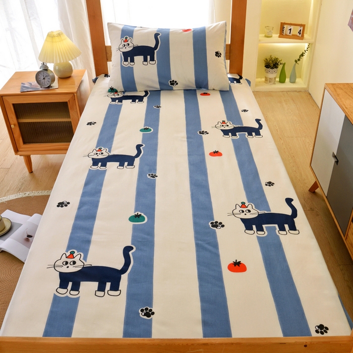 91家纺网 家纺一手货源 找家纺 水妙家纺 2025年新款A类全棉纯棉学生宿舍上下铺床垫套六件套三件套 床垫套猫达人