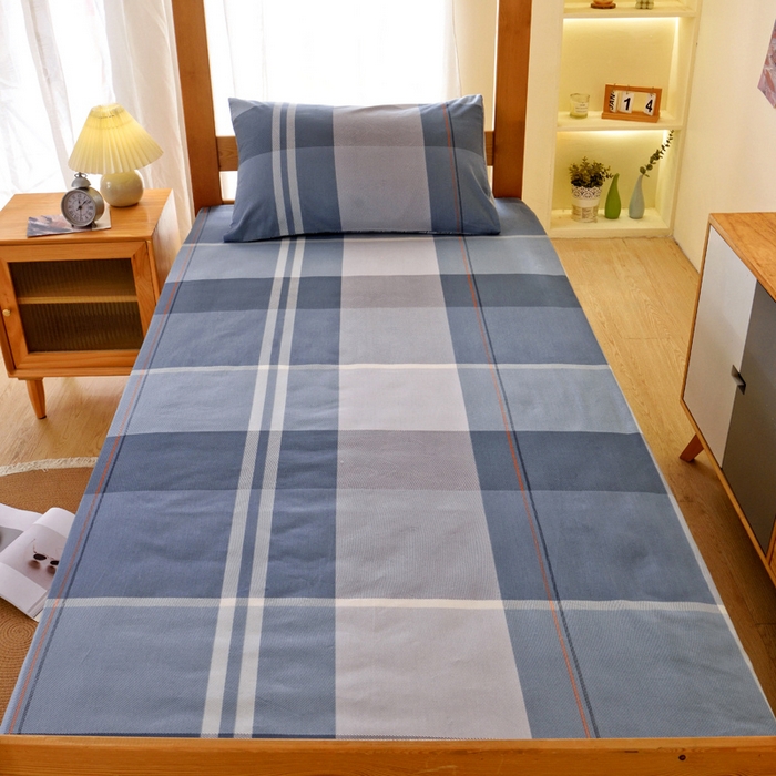 91家纺网 家纺一手货源 找家纺 水妙家纺 2025年新款A类全棉纯棉学生宿舍上下铺床垫套六件套三件套 床垫套安德鲁-蓝