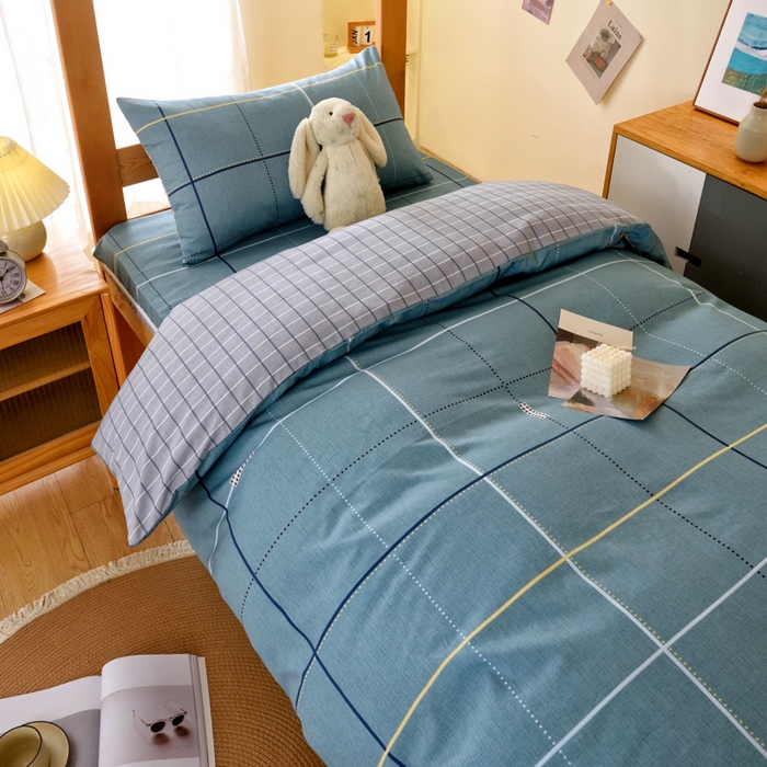 91家纺网 家纺一手货源 找家纺 水妙家纺 2025年新款A类全棉纯棉学生宿舍上下铺床垫套六件套三件套 床垫套宇格-蓝