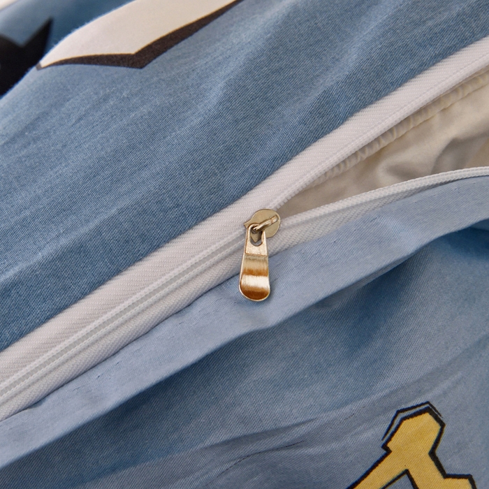 91家纺网 家纺一手货源 找家纺 水妙家纺 2025年新款A类全棉纯棉学生宿舍上下铺床垫套六件套三件套 床垫套布格熊-蓝