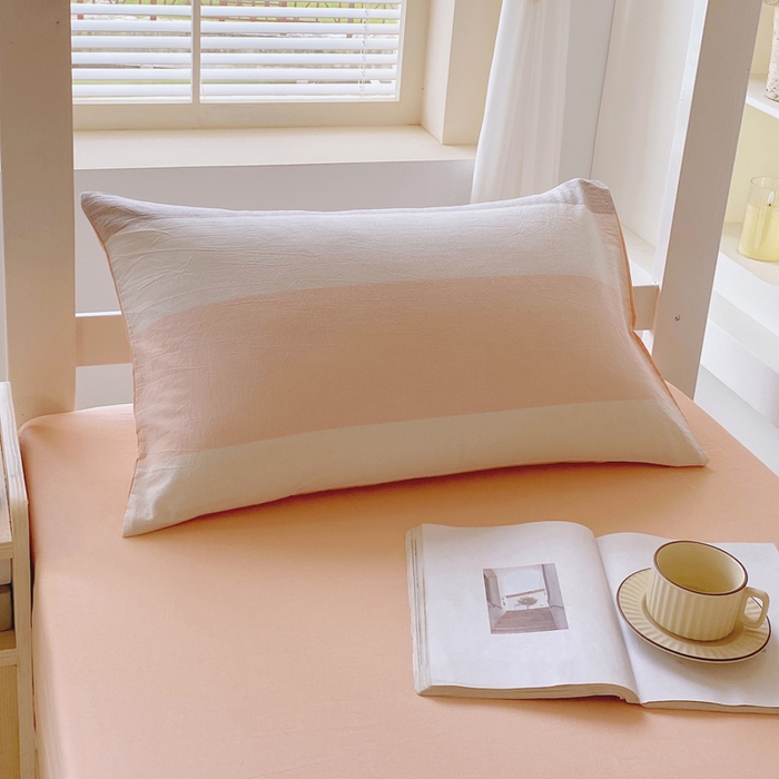 91家纺网 家纺一手货源 找家纺 春皖家纺 2025春夏新款AB版全棉纯棉色织水洗棉学生三件套六件套 素雅-灰白条