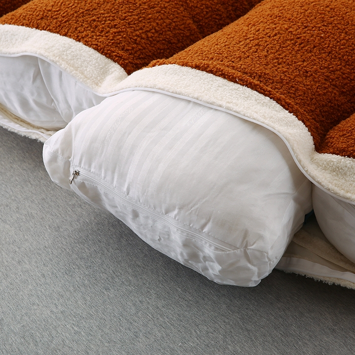 91家纺网 家纺一手货源 找家纺 永光家居 2025新款泰迪绒花瓣靠垫 高端床头靠垫少女心抱枕榻榻米软包（不供多多） 焦糖