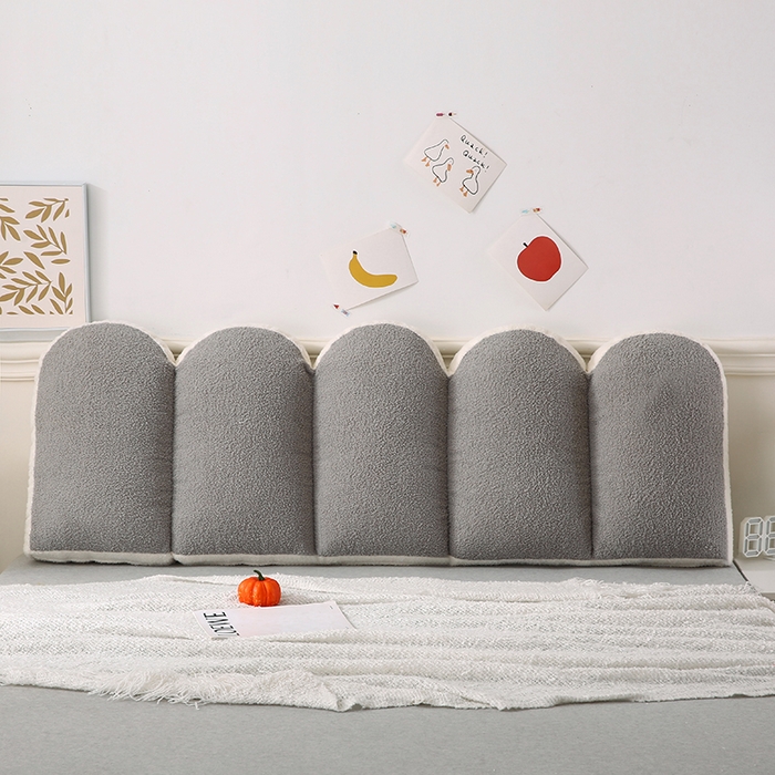 91家纺网 家纺一手货源 找家纺 永光家居 2025新款泰迪绒花瓣靠垫 高端床头靠垫少女心抱枕榻榻米软包（不供多多） 芦灰