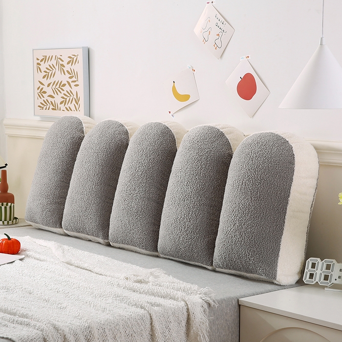 91家纺网 家纺一手货源 找家纺 永光家居 2025新款泰迪绒花瓣靠垫 高端床头靠垫少女心抱枕榻榻米软包（不供多多） 芦灰